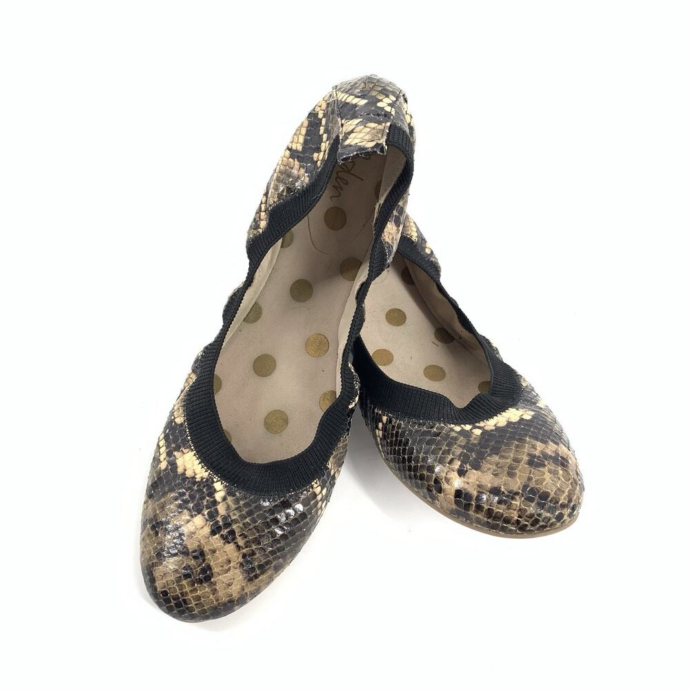 Boden Skinskin Print Slip On Ballet Flats Sz 42 10.5 US Womens Brown Cream Black